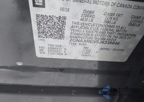 2018 Chevrolet Equinox Ls z USA, uszkodzony, nr VIN 2GNAXREV5J6339846